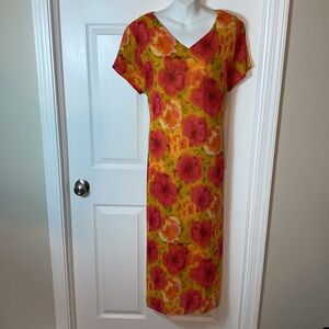Women’s Floral Tropical Maxi Sundress Hawaiian Short Sleeve V Neck